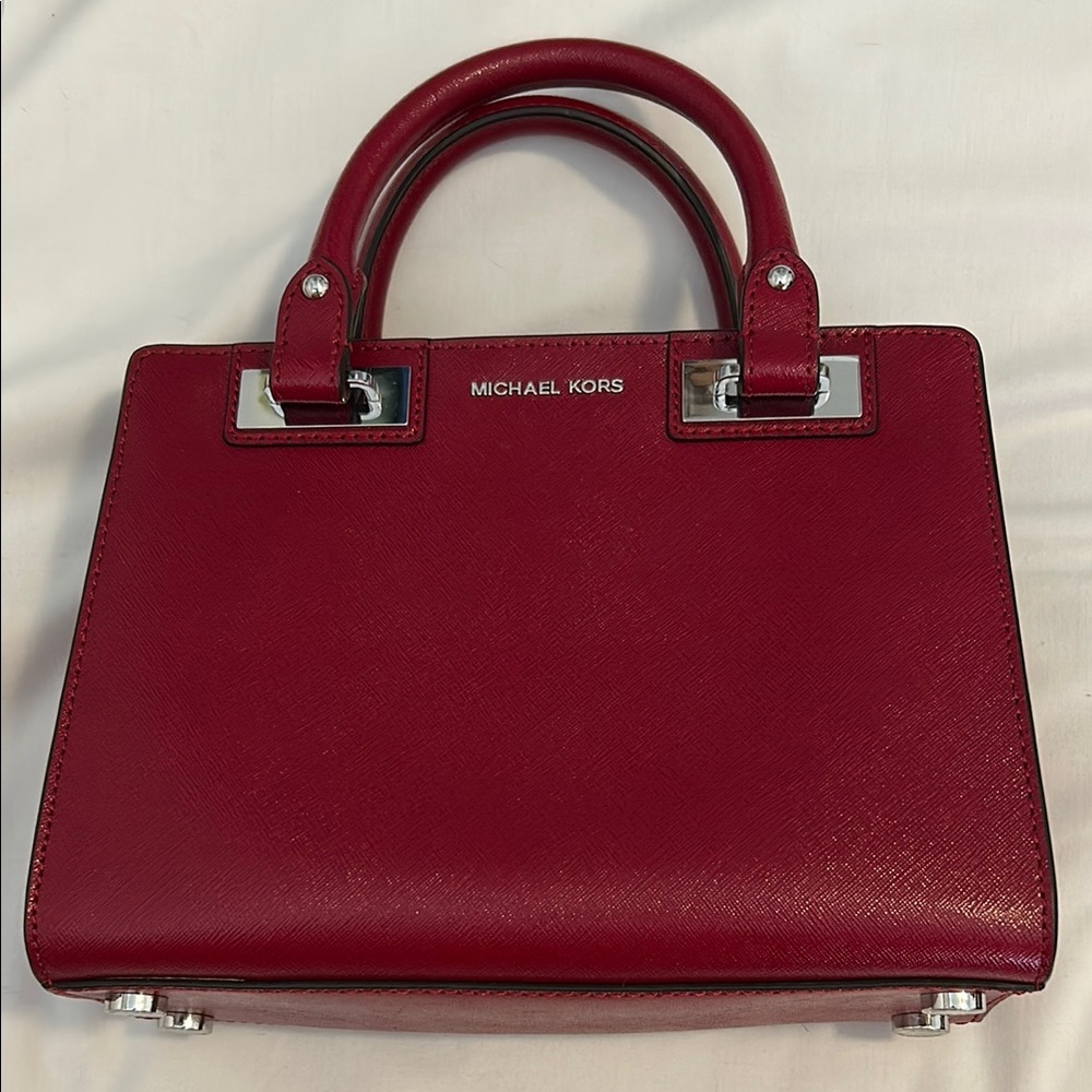 Nwot Michael Kors Ruby Red Structured Crossbody S… - image 1